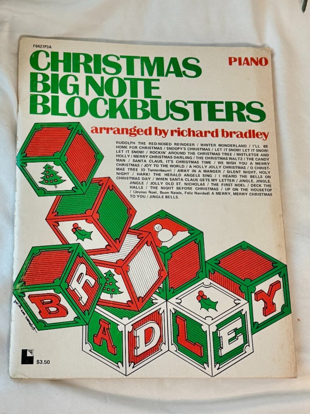 Vintage 1974 Christmas Big Note Blockbusters Piano Songbook